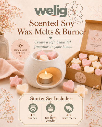 Welig Scented Soy Wax Melts & Burner Starter Set